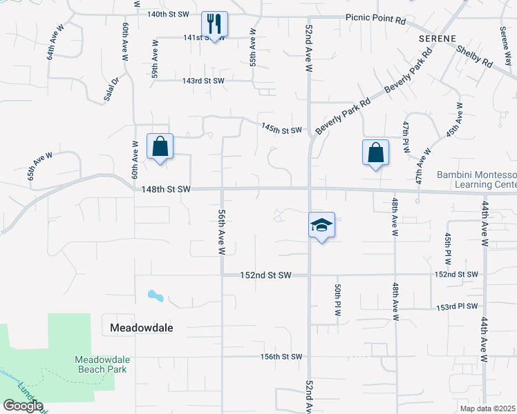 map of restaurants, bars, coffee shops, grocery stores, and more near 14823 54th Place West in Edmonds