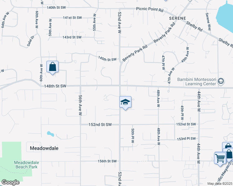 map of restaurants, bars, coffee shops, grocery stores, and more near 5205 149th Place Southwest in Edmonds