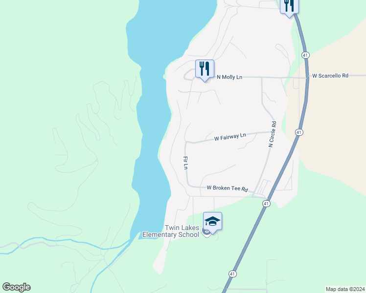 map of restaurants, bars, coffee shops, grocery stores, and more near 21137 North Village Boulevard in Rathdrum