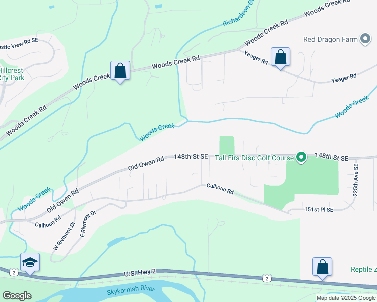 map of restaurants, bars, coffee shops, grocery stores, and more near 21415 Old Owen Rd in Monroe