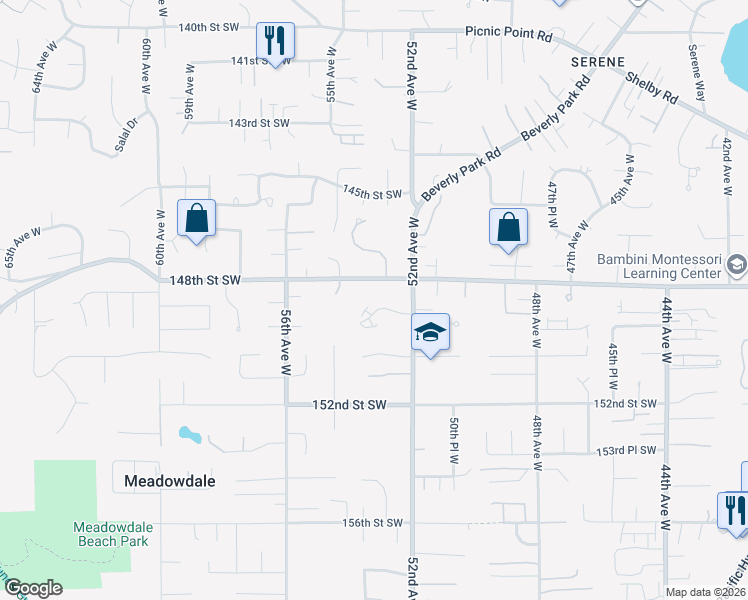 map of restaurants, bars, coffee shops, grocery stores, and more near 5315 149th Place Southwest in Edmonds