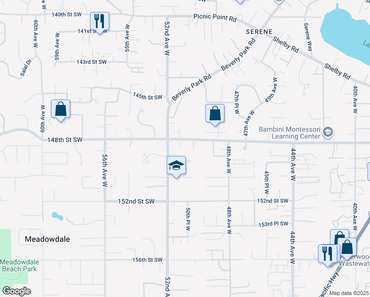map of restaurants, bars, coffee shops, grocery stores, and more near 5020 148th Street Southwest in Edmonds