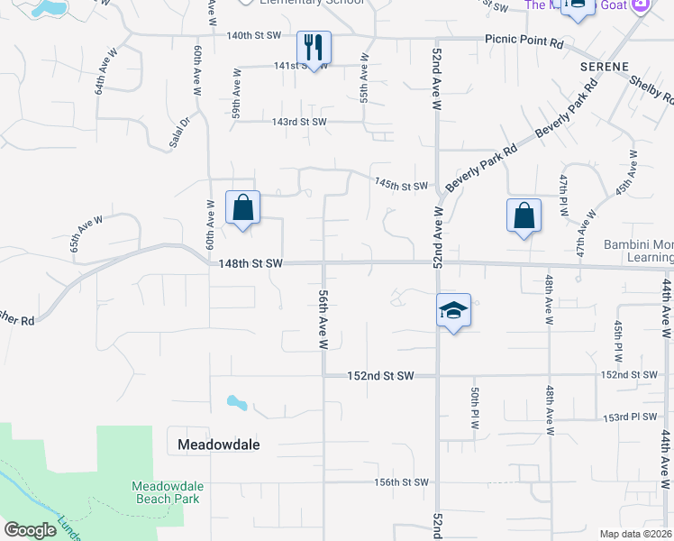 map of restaurants, bars, coffee shops, grocery stores, and more near 5524 148th Place Southwest in Edmonds