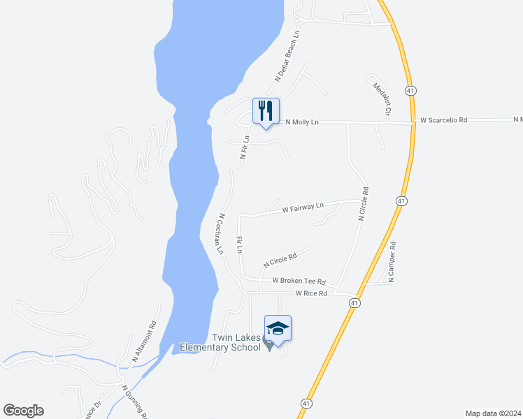 map of restaurants, bars, coffee shops, grocery stores, and more near 21137 North Village Boulevard in Rathdrum