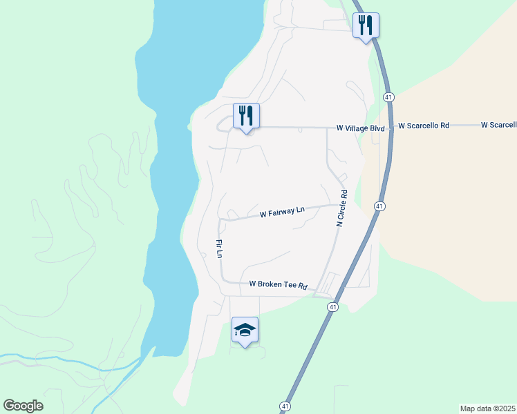 map of restaurants, bars, coffee shops, grocery stores, and more near 5305 West Fairway Lane in Rathdrum
