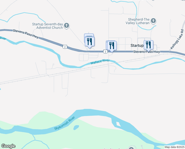 map of restaurants, bars, coffee shops, grocery stores, and more near 36102 Reese Road in Sultan