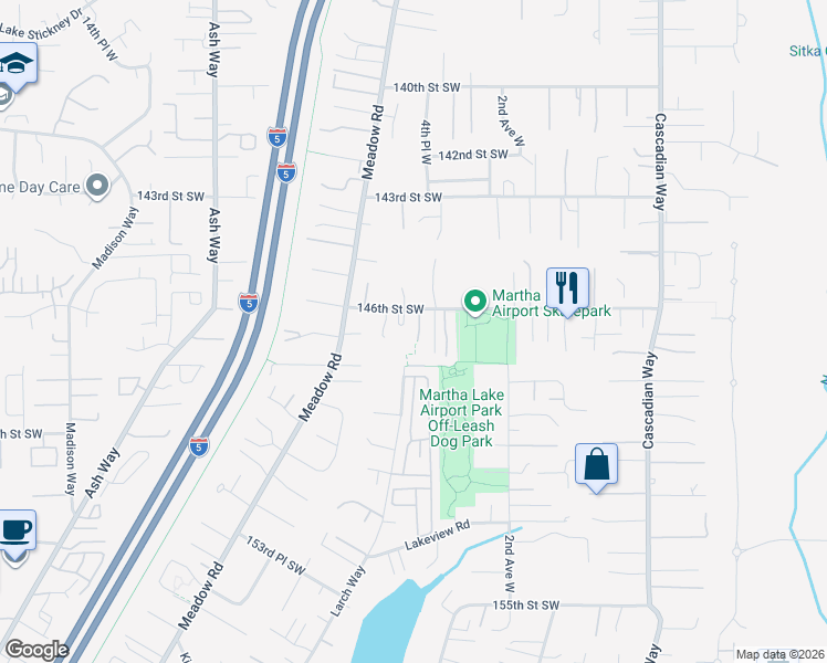 map of restaurants, bars, coffee shops, grocery stores, and more near 14620 4th Place West in Lynnwood