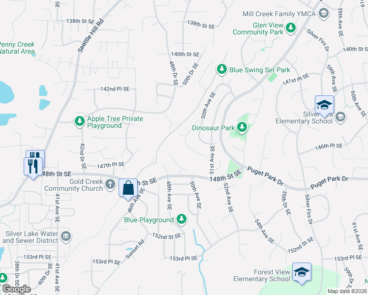 map of restaurants, bars, coffee shops, grocery stores, and more near 4922 146th Place Southeast in Everett