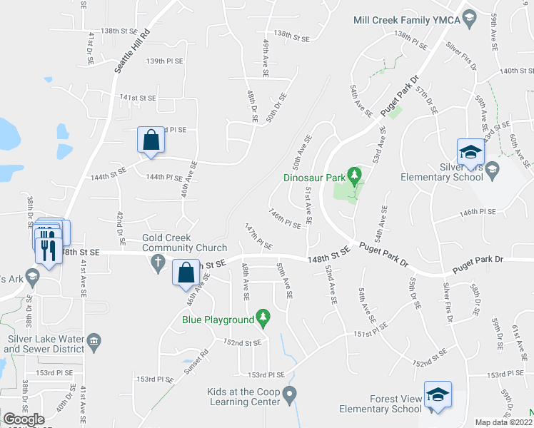 map of restaurants, bars, coffee shops, grocery stores, and more near 4922 146th Place Southeast in Everett