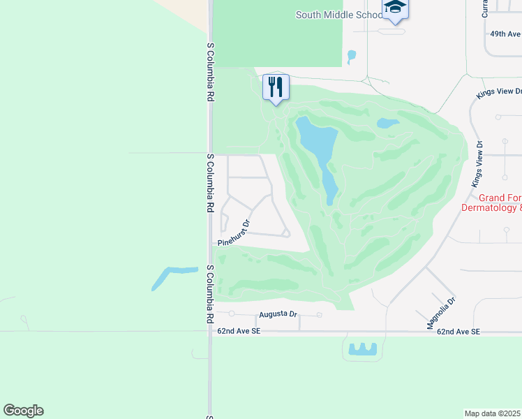 map of restaurants, bars, coffee shops, grocery stores, and more near 5767 Pinehurst Drive in Grand Forks