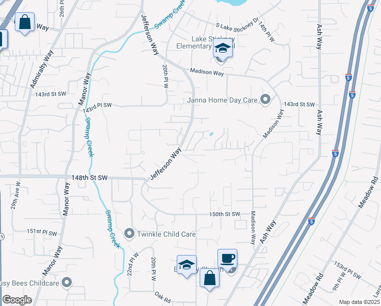 map of restaurants, bars, coffee shops, grocery stores, and more near 1827 147th Place Southwest in Lynnwood