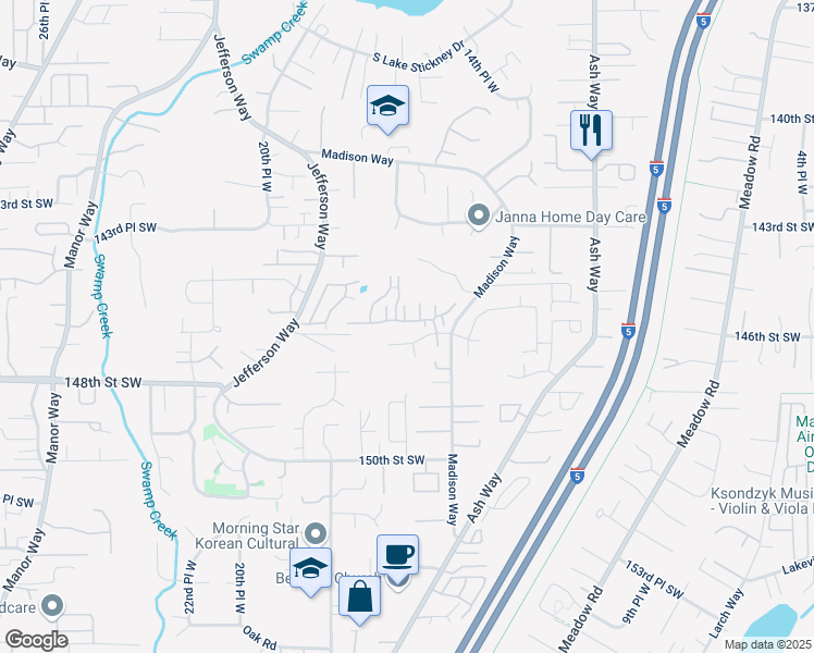 map of restaurants, bars, coffee shops, grocery stores, and more near 14605 16th Avenue West in Lynnwood