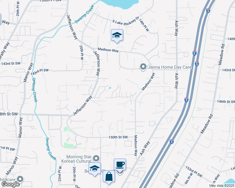 map of restaurants, bars, coffee shops, grocery stores, and more near 14514 17th Avenue West in Lynnwood