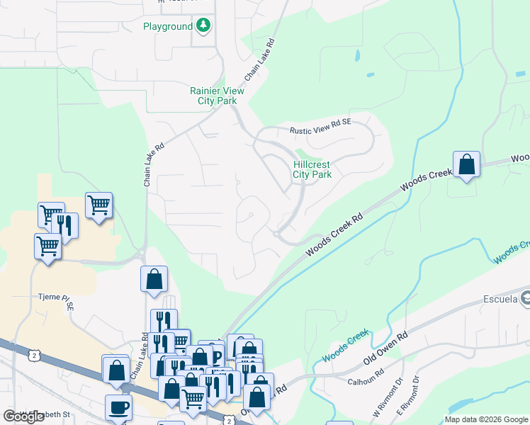 map of restaurants, bars, coffee shops, grocery stores, and more near 14448 Ramblewood Road Southeast in Monroe
