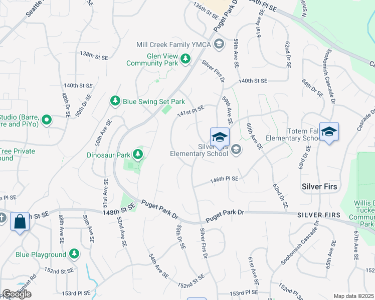 map of restaurants, bars, coffee shops, grocery stores, and more near 14419 55th Avenue Southeast in Everett