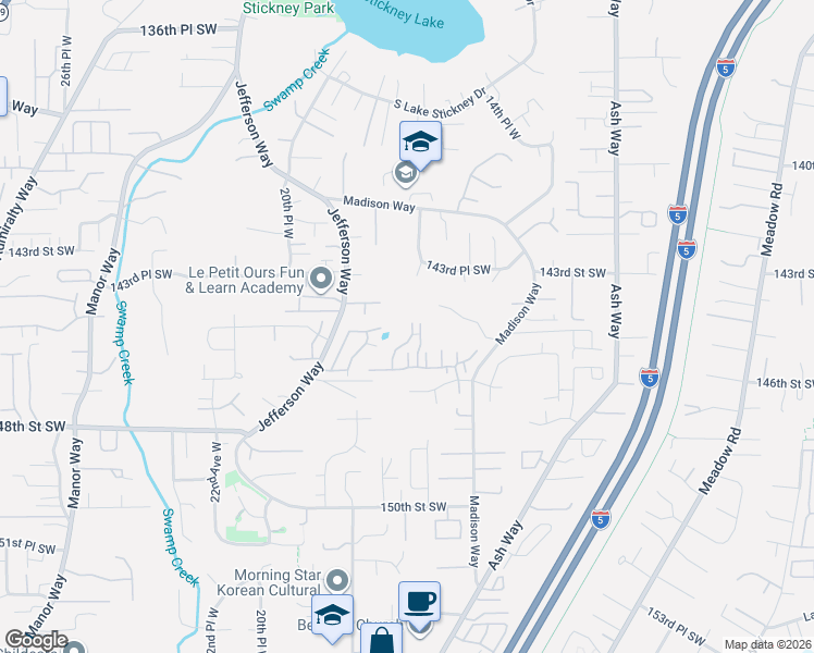 map of restaurants, bars, coffee shops, grocery stores, and more near 14504 17th Avenue West in Lynnwood