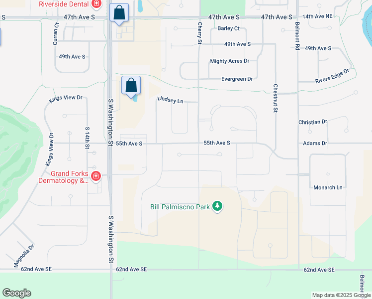 map of restaurants, bars, coffee shops, grocery stores, and more near Mac Drive in Grand Forks