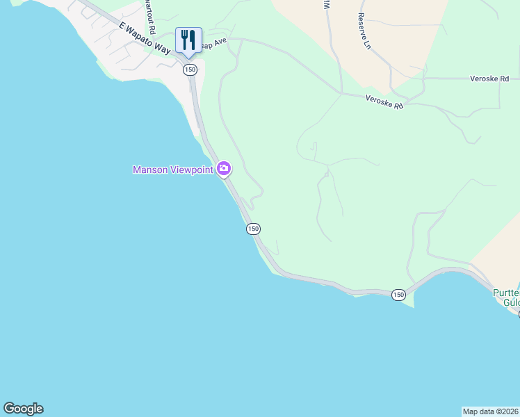 map of restaurants, bars, coffee shops, grocery stores, and more near 3872 Washington 150 in Manson