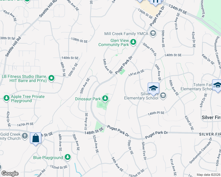 map of restaurants, bars, coffee shops, grocery stores, and more near 5227 143rd Street Southeast in Everett