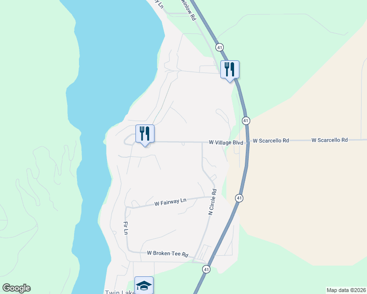 map of restaurants, bars, coffee shops, grocery stores, and more near 5199 West Village Boulevard in Rathdrum