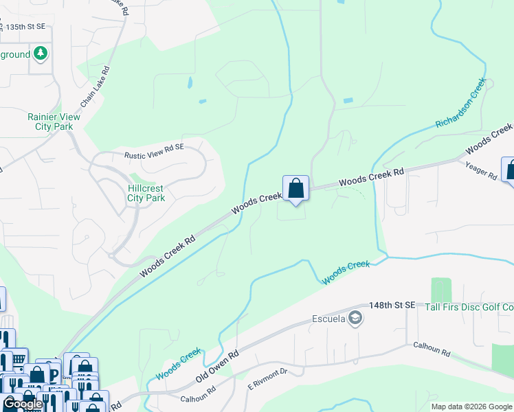 map of restaurants, bars, coffee shops, grocery stores, and more near 20716 Woods Creek Road in Monroe