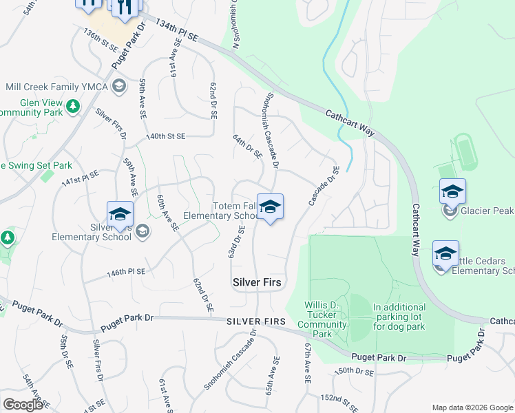 map of restaurants, bars, coffee shops, grocery stores, and more near 6416 142nd Place Southeast in Snohomish