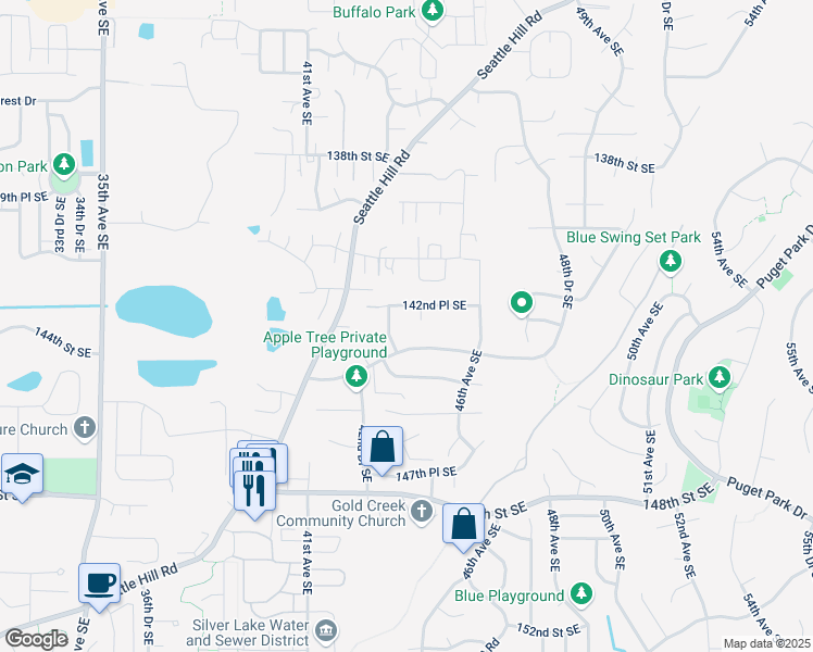 map of restaurants, bars, coffee shops, grocery stores, and more near 14228 44th Drive Southeast in Snohomish