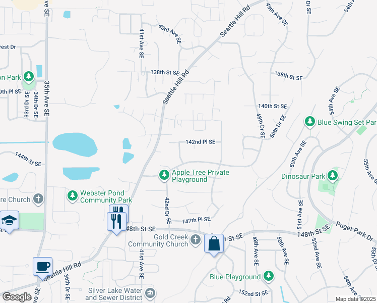 map of restaurants, bars, coffee shops, grocery stores, and more near 14228 44th Drive Southeast in Snohomish
