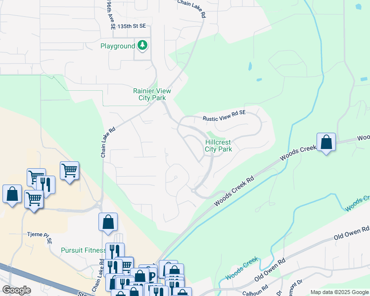 map of restaurants, bars, coffee shops, grocery stores, and more near 14260 Deerfield Drive Southeast in Monroe
