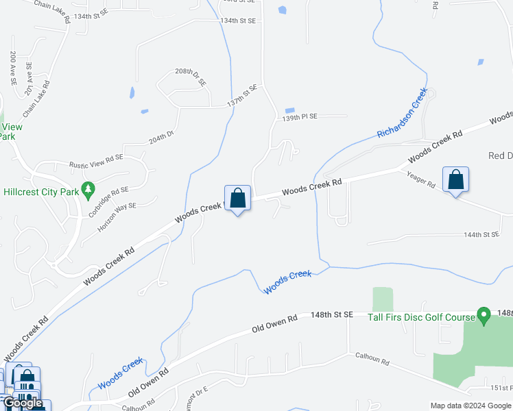 map of restaurants, bars, coffee shops, grocery stores, and more near 21006 Woods Creek Road in Monroe