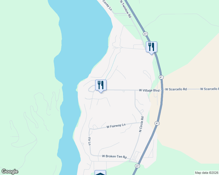 map of restaurants, bars, coffee shops, grocery stores, and more near 5323 West Village Boulevard in Rathdrum