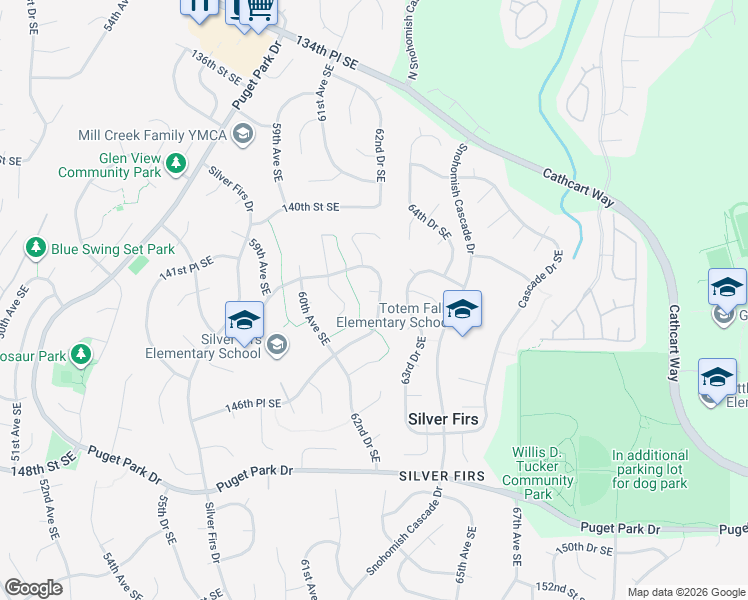 map of restaurants, bars, coffee shops, grocery stores, and more near 14219 62nd Drive Southeast in Everett