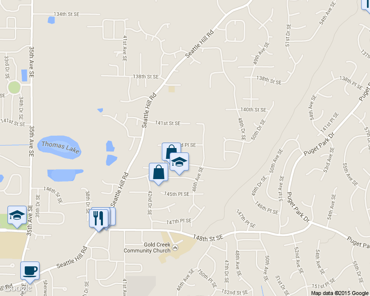 map of restaurants, bars, coffee shops, grocery stores, and more near 4504 142nd Place Southeast in Snohomish