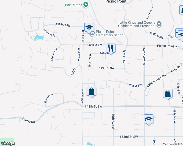 map of restaurants, bars, coffee shops, grocery stores, and more near 5822 143rd Street Southwest in Edmonds