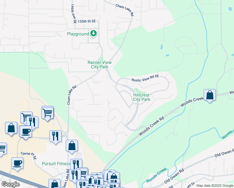 map of restaurants, bars, coffee shops, grocery stores, and more near 14260 Deerfield Drive Southeast in Monroe