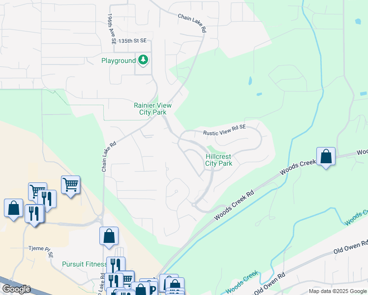 map of restaurants, bars, coffee shops, grocery stores, and more near 14155 Deerfield Drive Southeast in Monroe