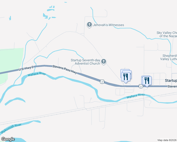 map of restaurants, bars, coffee shops, grocery stores, and more near 35605 U.S. 2 in Sultan