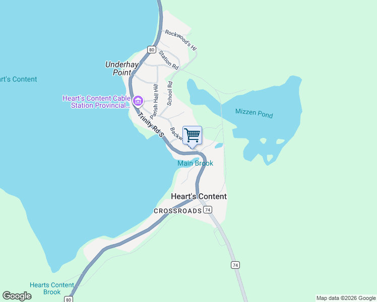 map of restaurants, bars, coffee shops, grocery stores, and more near 148 Newfoundland and Labrador 80 in Heart's Content
