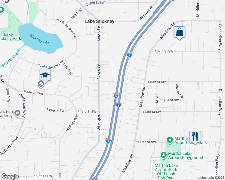 map of restaurants, bars, coffee shops, grocery stores, and more near 14003 9th Place West in Lynnwood
