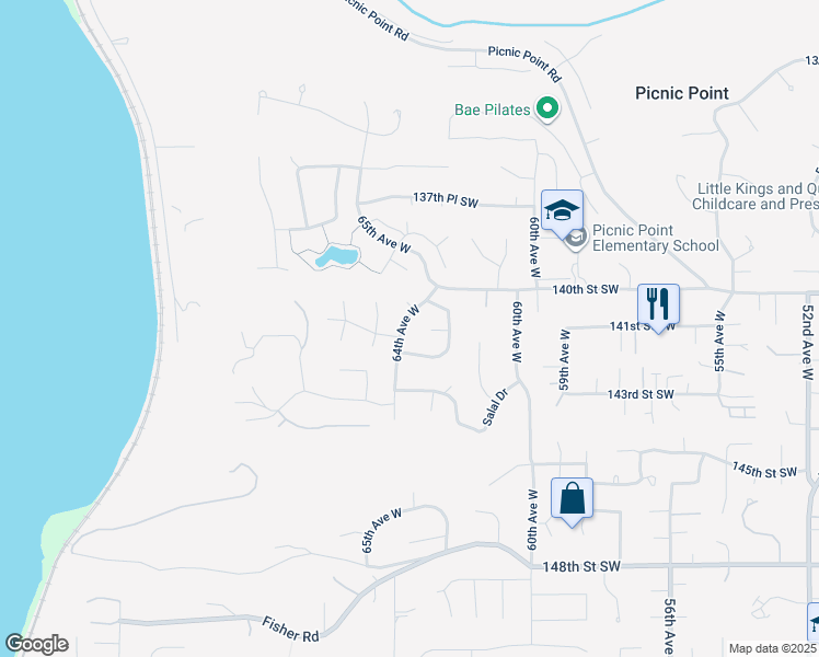 map of restaurants, bars, coffee shops, grocery stores, and more near 14105 64th Avenue West in Edmonds