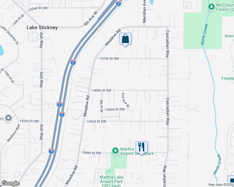 map of restaurants, bars, coffee shops, grocery stores, and more near 14004 2nd Avenue West in Everett