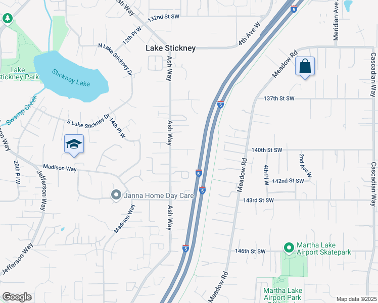 map of restaurants, bars, coffee shops, grocery stores, and more near 14003 9th Place West in Lynnwood