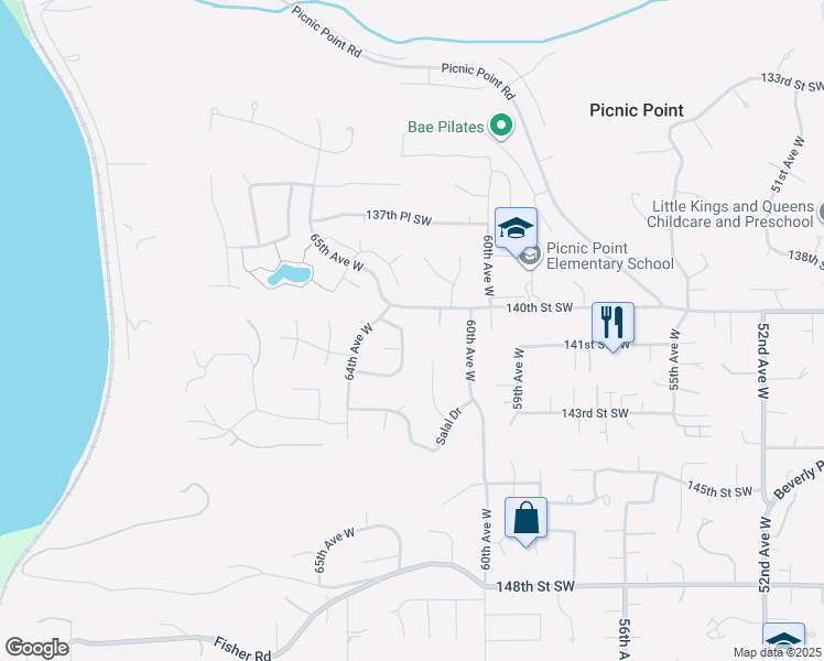 map of restaurants, bars, coffee shops, grocery stores, and more near 14023 62nd Place West in Edmonds