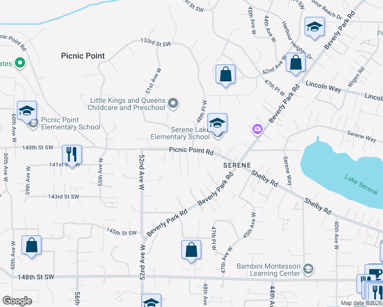 map of restaurants, bars, coffee shops, grocery stores, and more near 14019 49th Avenue West in Edmonds