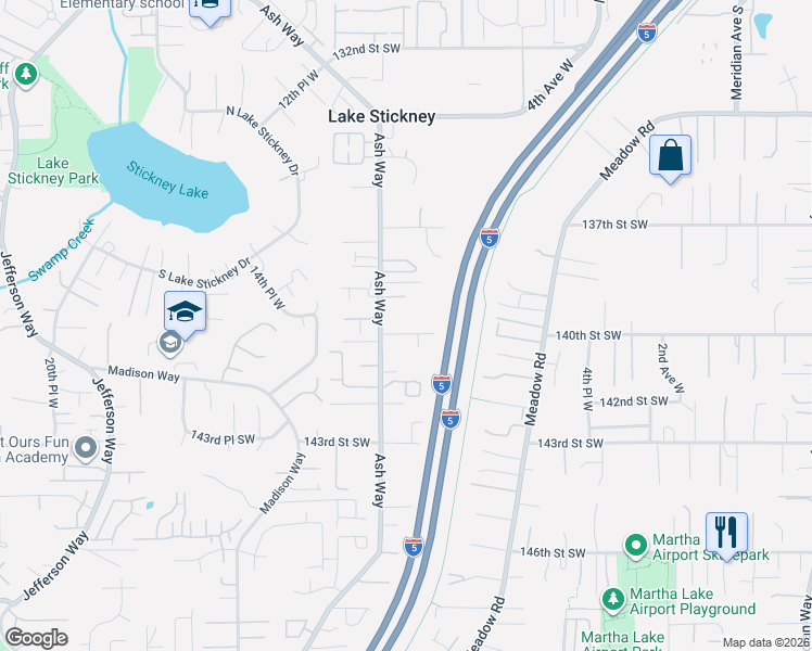 map of restaurants, bars, coffee shops, grocery stores, and more near 927 140th Street Southwest in Lynnwood