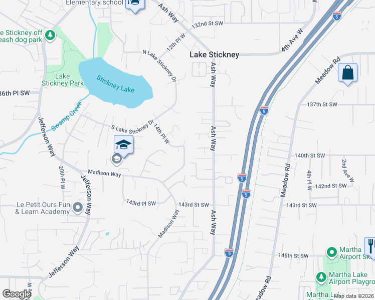 map of restaurants, bars, coffee shops, grocery stores, and more near 14008 12th Place West in Lynnwood