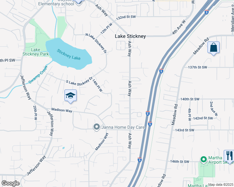 map of restaurants, bars, coffee shops, grocery stores, and more near 14006 Ash Way in Lynnwood