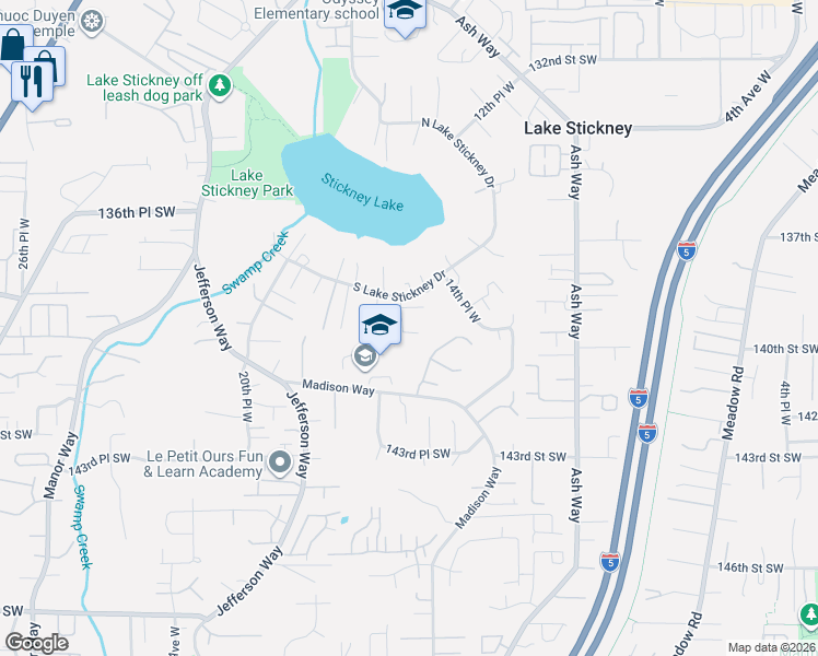 map of restaurants, bars, coffee shops, grocery stores, and more near 13909 15th Place West in Lynnwood
