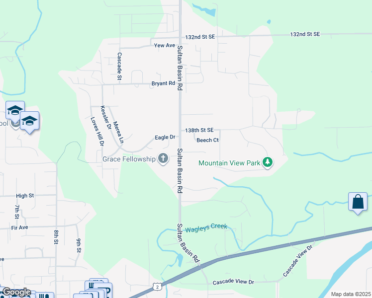 map of restaurants, bars, coffee shops, grocery stores, and more near 32305 139th Place Southeast in Sultan