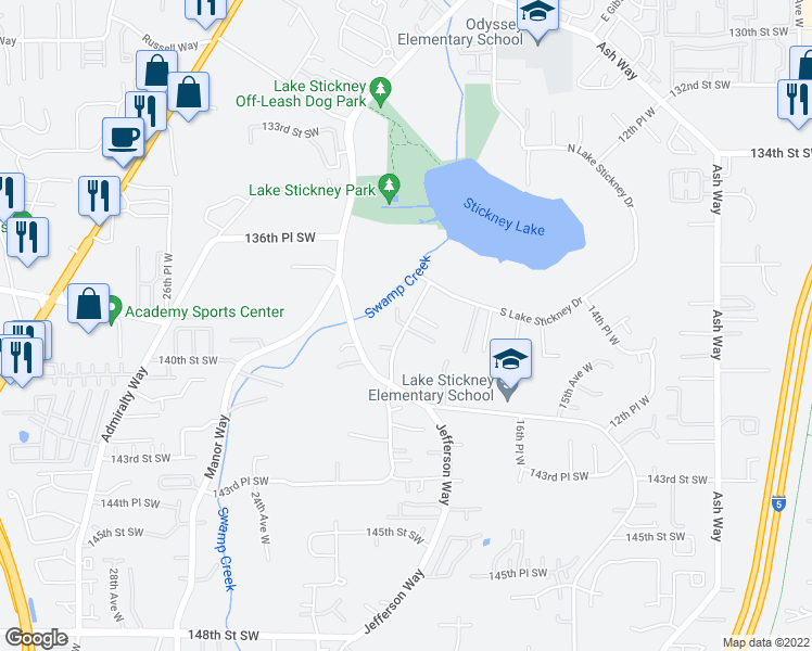 map of restaurants, bars, coffee shops, grocery stores, and more near 2026 139th Street Southwest in Lynnwood